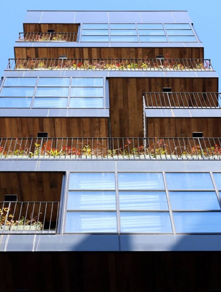 Cambia thermally modified wood soffit, Japan Cambia thermally modified wood soffit, Japan