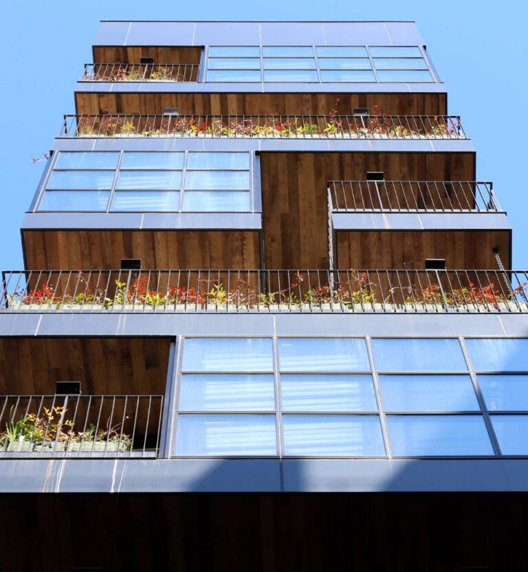 Cambia thermally modified wood soffit, Japan