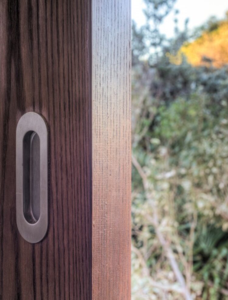 Thermally modified ash window trim close-up Thermally modified ash window trim close-up