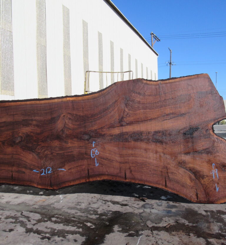 A black walnut live edge wood slab