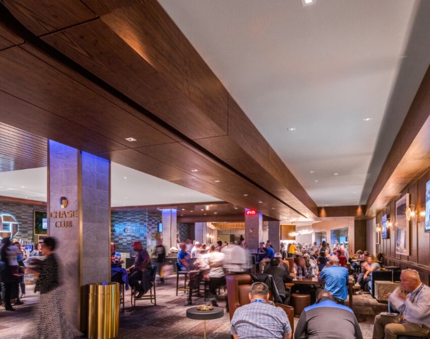 inside the chase lounge at the chase center in sf