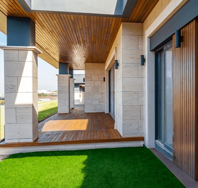 thermally modified Iroko cladding (ThermoWood Millworks)