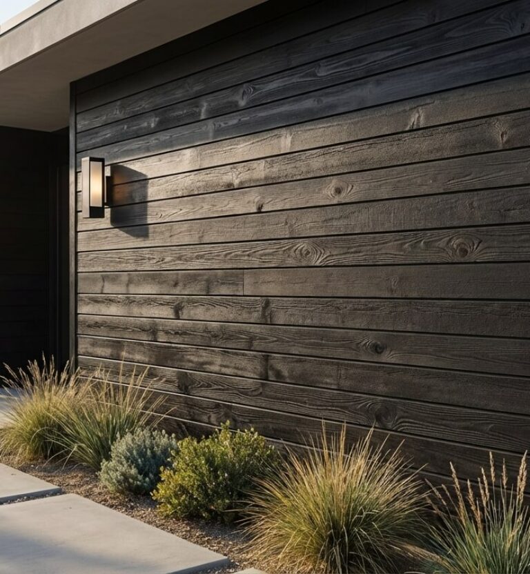 Shou Sugi Ban style thermally modified wood soffit ceiling (ThermoWood Millworks)