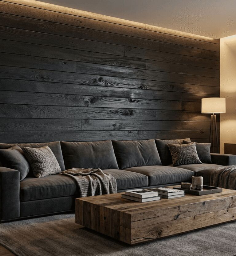 Shou Sugi Ban style thermally modified wood soffit ceiling (ThermoWood Millworks)