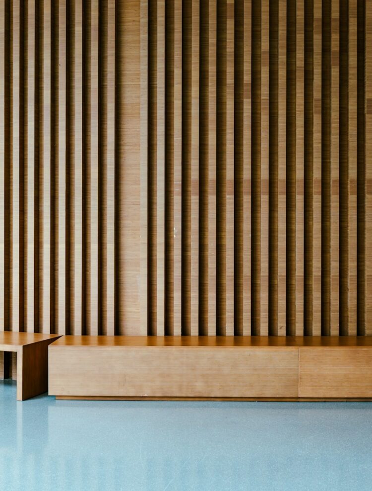 Straight vertical wood slat wall paneling Straight vertical wood slat wall paneling